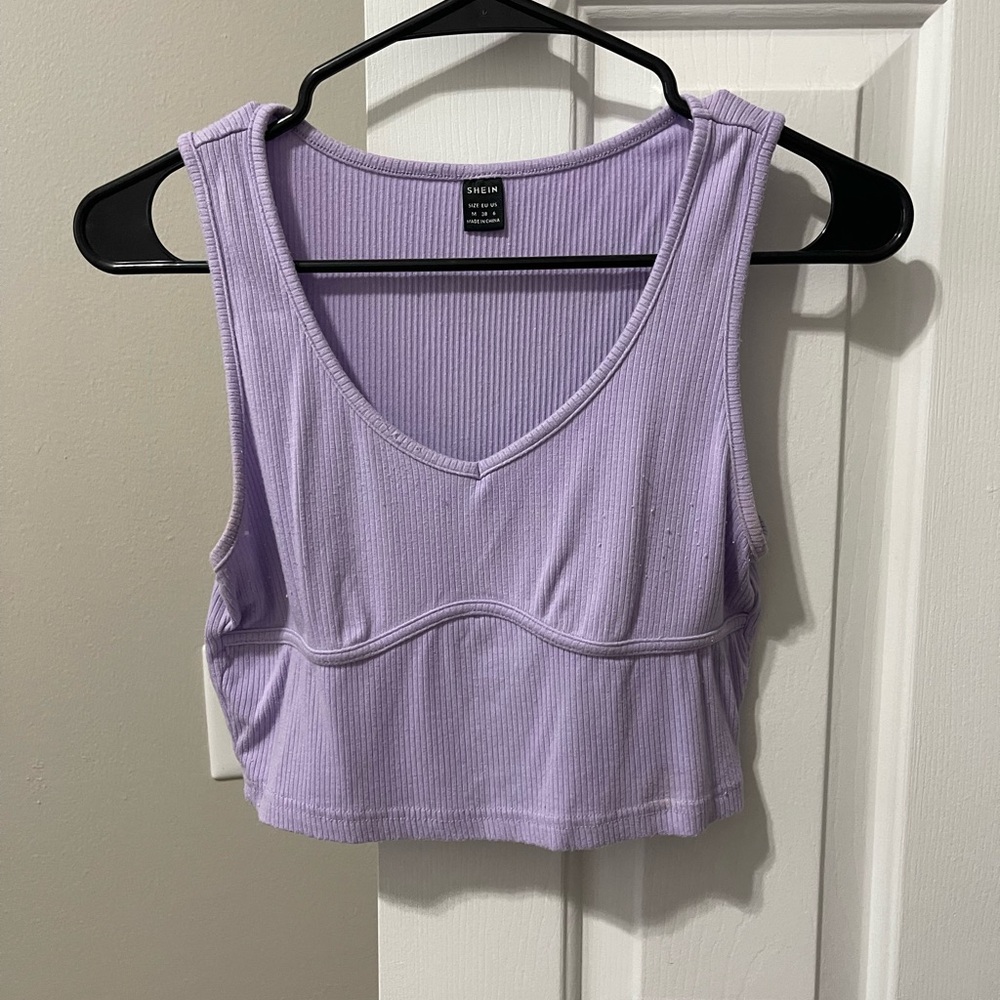 SHEIN Lilac Ribbed Tank Top
